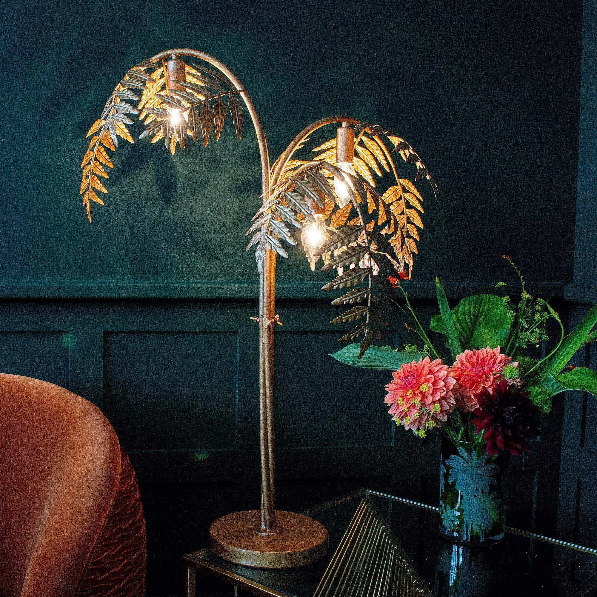 Antique Bronze Palm Leaf Table Lamp - image 1