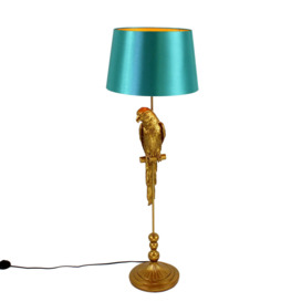 Orelia Golden Parrot Floor Lamp - Turquoise Shade - thumbnail 2