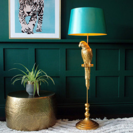 Orelia Golden Parrot Floor Lamp - Turquoise Shade - thumbnail 1