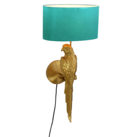 Aurielle Golden Parrot Wall Light - Turquoise Shade - thumbnail 2