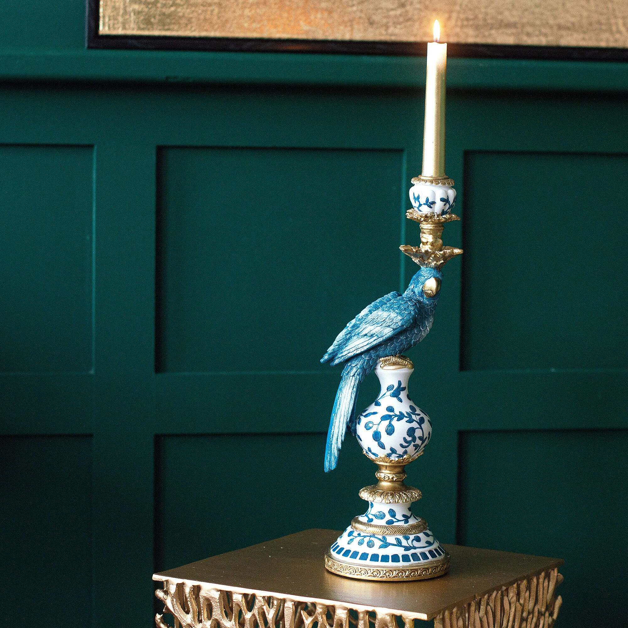 Hand Painted Blue and White Antique Style Candle Holder - image 1