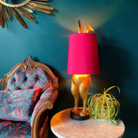 Cheeky Hiding Hare Table Lamp - Hot Pink Shade
