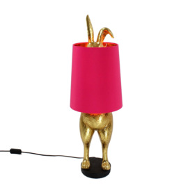 Cheeky Hiding Hare Table Lamp - Hot Pink Shade - thumbnail 2