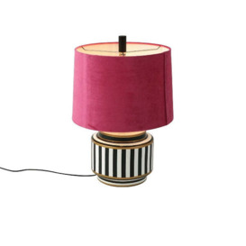 Maeve – Black and White Striped Table Lamp with Pink Shade - thumbnail 2