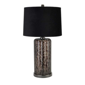 Black Dapple Tortoiseshell Table Lamp - Black Velvet Shade