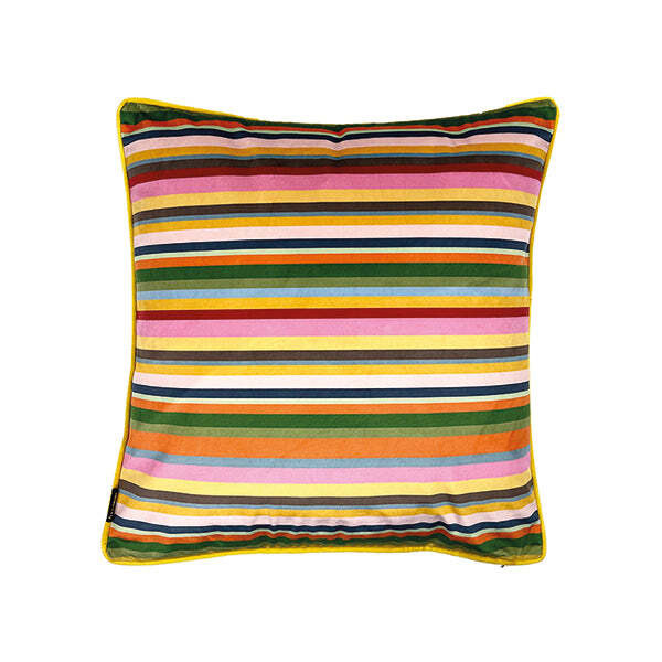 Luxe Multicoloured Stripe Velvet Cushion - image 1