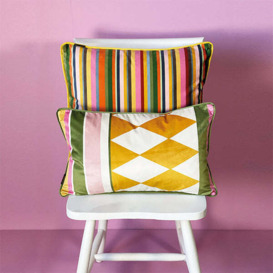 Luxe Multicoloured Stripe Velvet Cushion - thumbnail 2