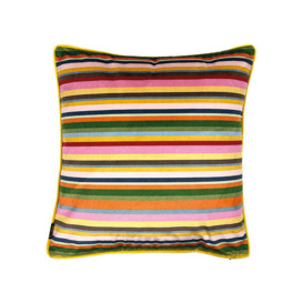 Luxe Multicoloured Stripe Velvet Cushion - thumbnail 1