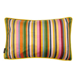 Luxe Multicoloured Bolster Velvet Cushion - thumbnail 1
