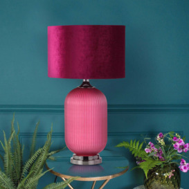 Plum Glass Table Lamp - Velvet Plum Shade