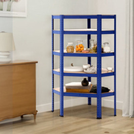 Living And Home Blue Industrial Heavy Duty Steel 5 Tier Coner Shelving Storage Garage Shelving Unit H 1500mm