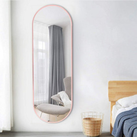 Living And Home Rose Gold Oval Wall Framed Mirror Full Length Mirror Dressing Mirror 40 X 150 Cm