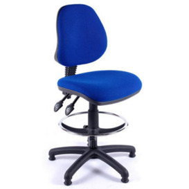 Medium Back Draughtsman Chair In Blue Fabric