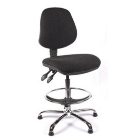 Chrome Medium Back Draughtsman Chair In Charcoal Fabric