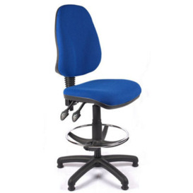 High Back Draughtsman Chair In Blue Fabric