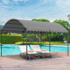 Living And Home Dark Grey Canopy Outdoor Arched Pergola Shelter Sunshade Awning With Metal Frame 3X4M