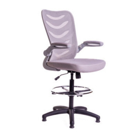 Merlin Draughtsman Chair With Grey Fabric Seat