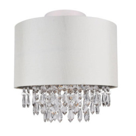 First Choice Lighting Joyce Chrome Clear Cream 30 Cm Flush Ceiling Light