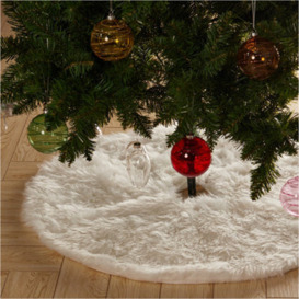 Living And Home White Plush Christmas Tree Skirt Holiday Decoration Xmas Ornament 122 Cm