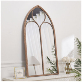 Living And Home Distressed Gold Window Wall Arched Framed Mirror W 600 X H 1100 mm