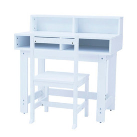 Teamson Home Fantasy Fields -  Kids Wooden Desk & Chairs Set With Storage On The Table Top  - White