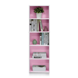 Walplus Furinno 5-Tier Reversible Color Open Shelf Bookcase , White/pink 11055Wh/pi