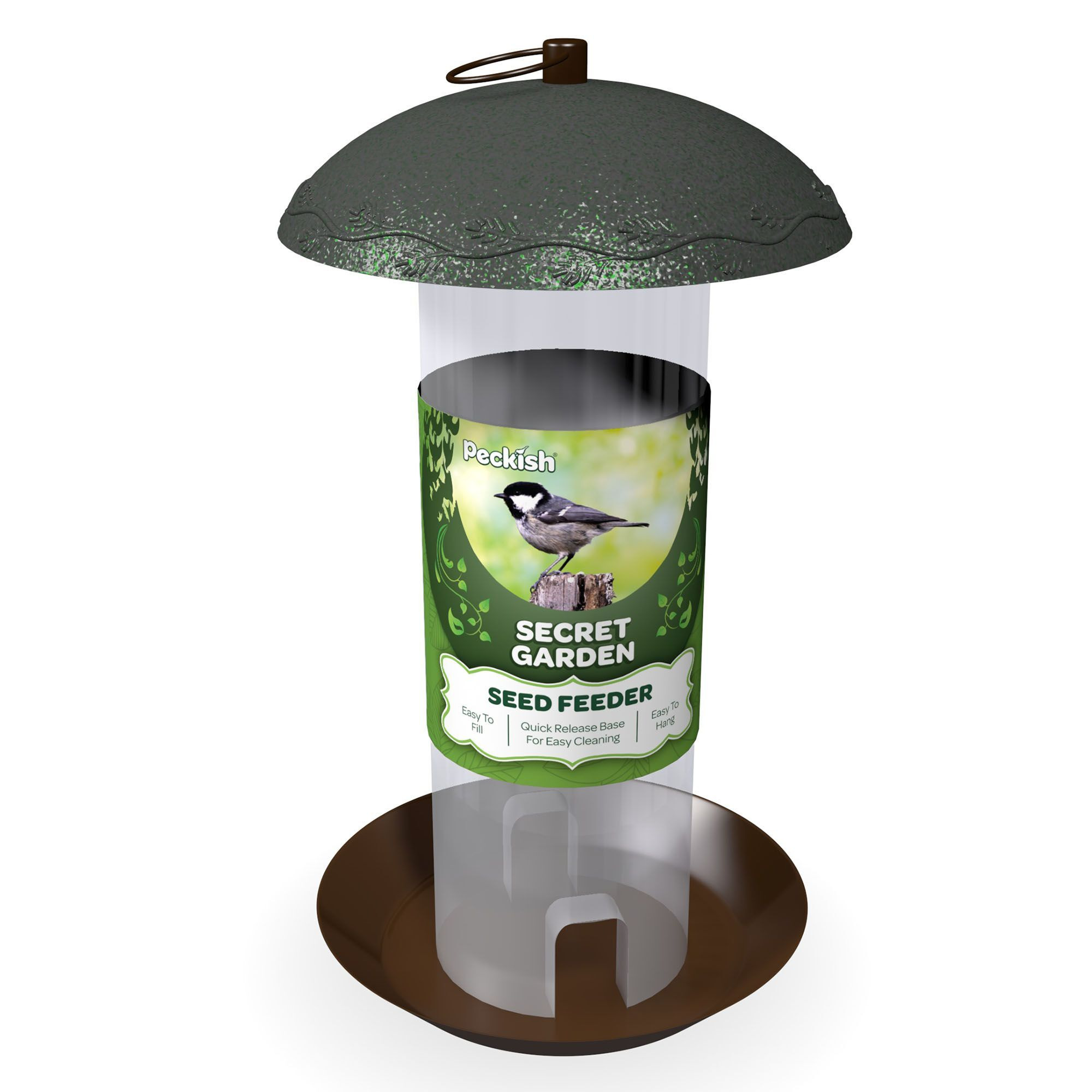 Peckish Secret Garden Steel Seed Bird Feeder 0.7L