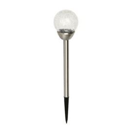 Blooma Silver Stainless Steel Effect Crackled Ball Solar-Powered Integrated Led Outdoor Stake Light