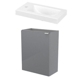 GoodHome Imandra Gloss Grey & White Wall-Mounted Vanity Unit & Basin Set (H)550mm