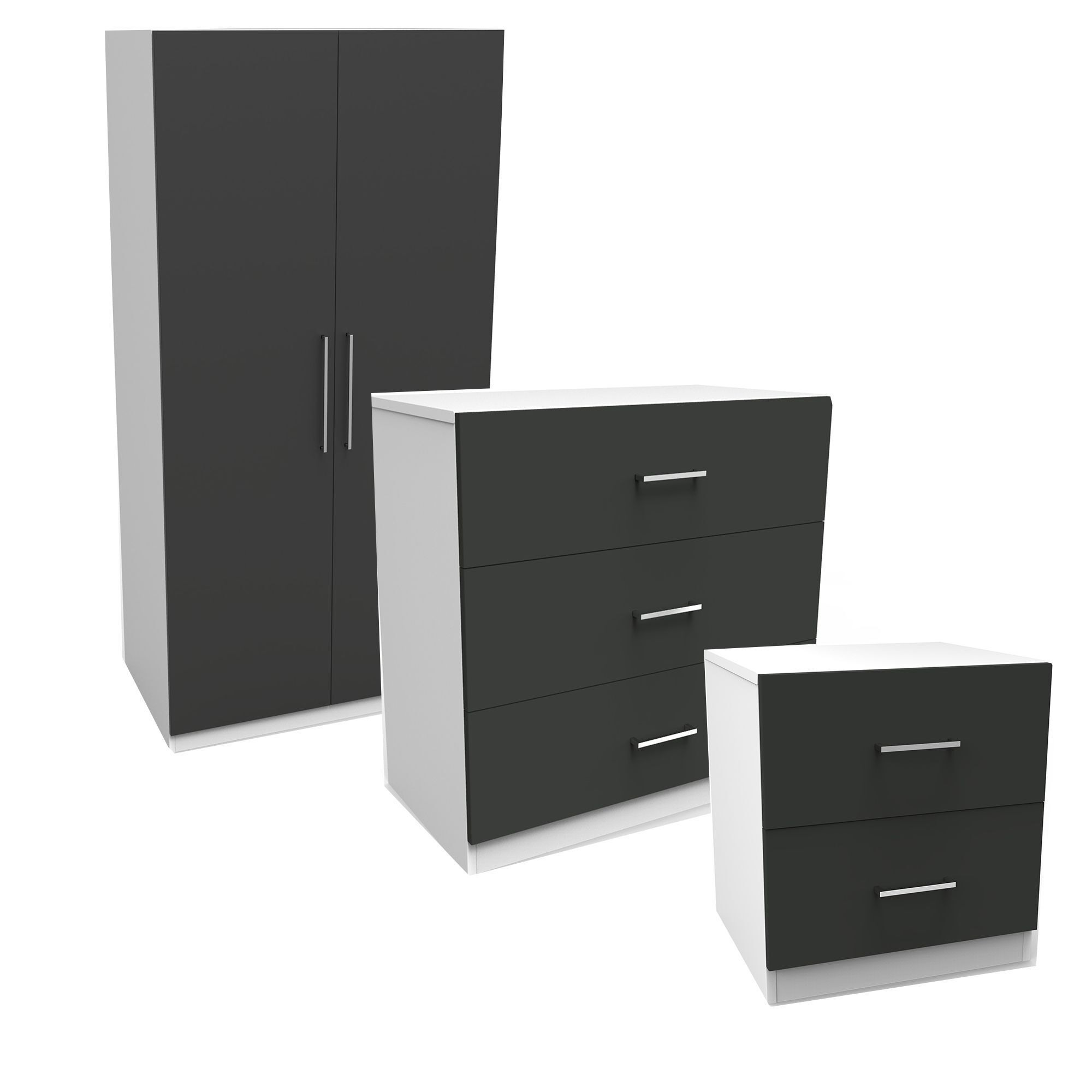 Form Darwin Gloss Anthracite & White 3 Piece Bedroom Furniture Set