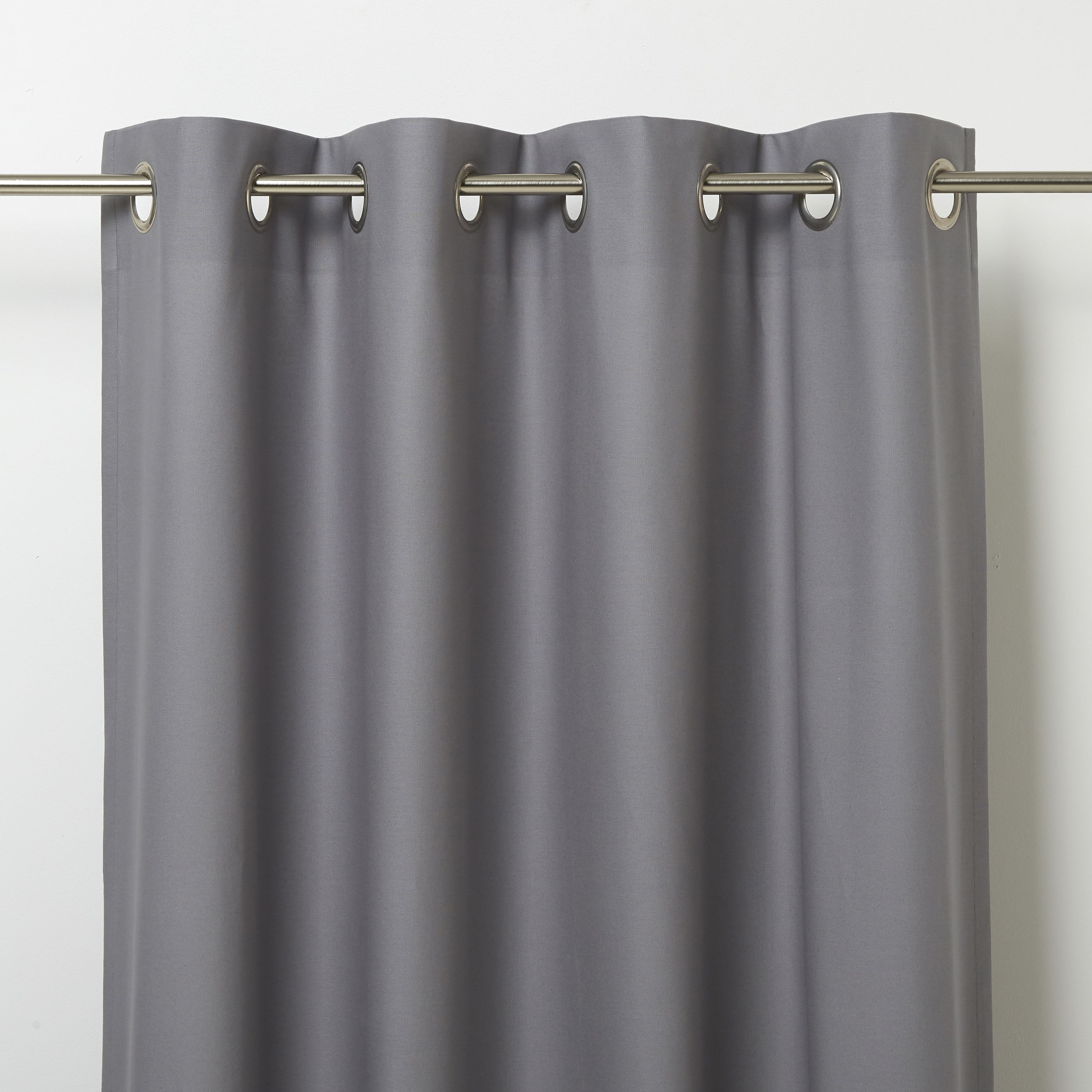 GoodHome Hiva Grey Plain Unlined Eyelet Curtain (W)117Cm (L)137Cm, Single