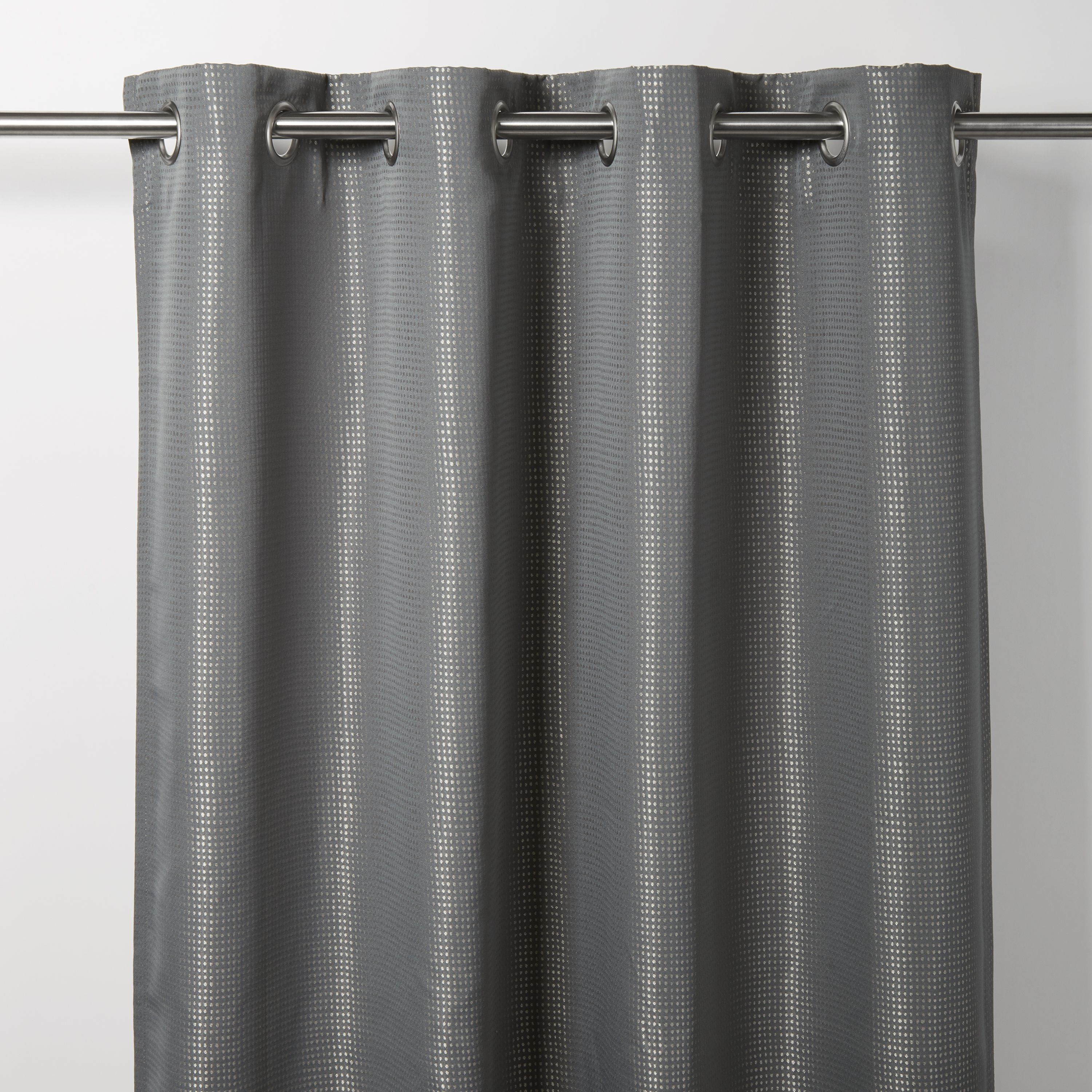 GoodHome Thanja Grey Spotted Blackout Eyelet Curtain (W)140Cm (L)260Cm, Single