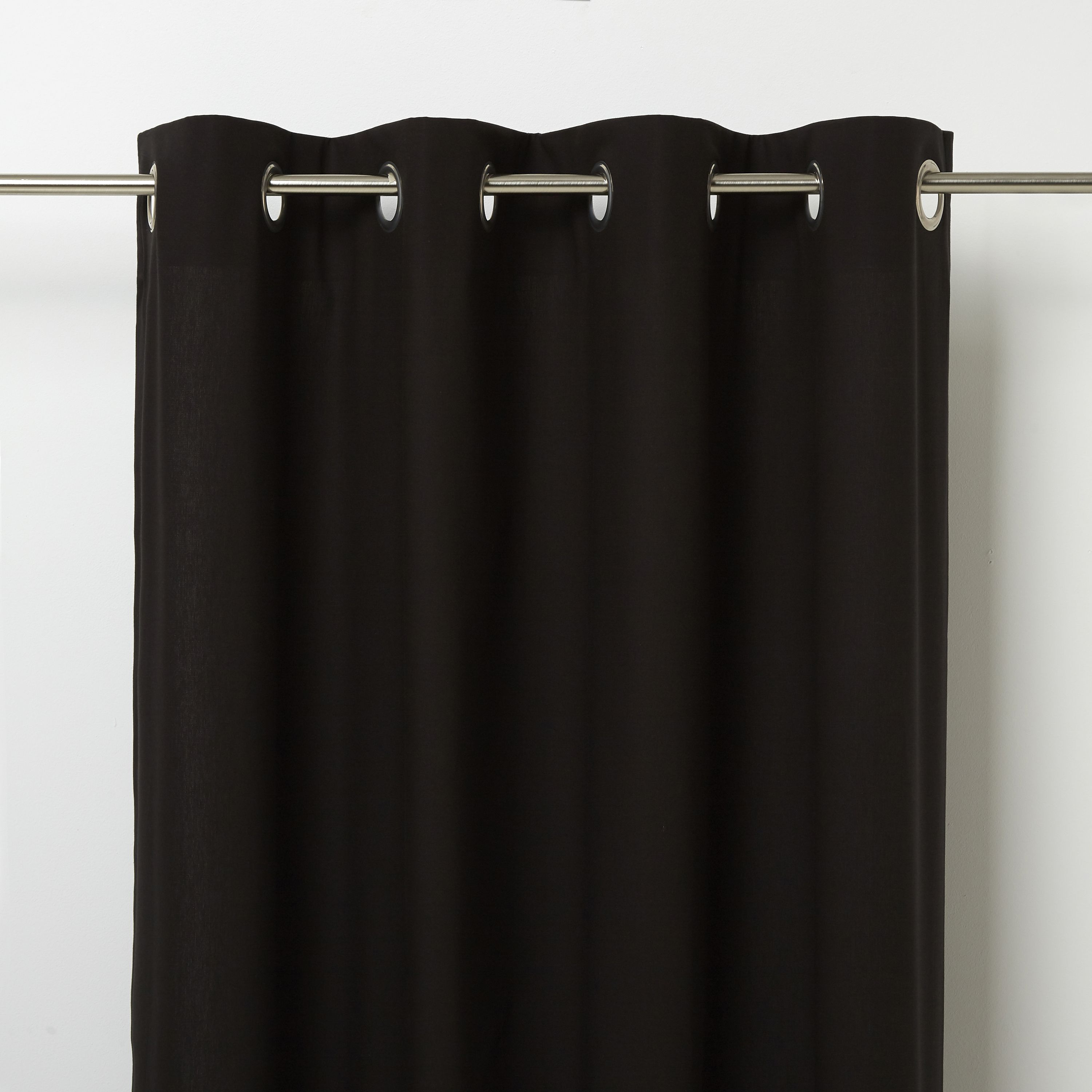 GoodHome Hiva Black Plain Unlined Eyelet Curtain (W)140Cm (L)260Cm, Single