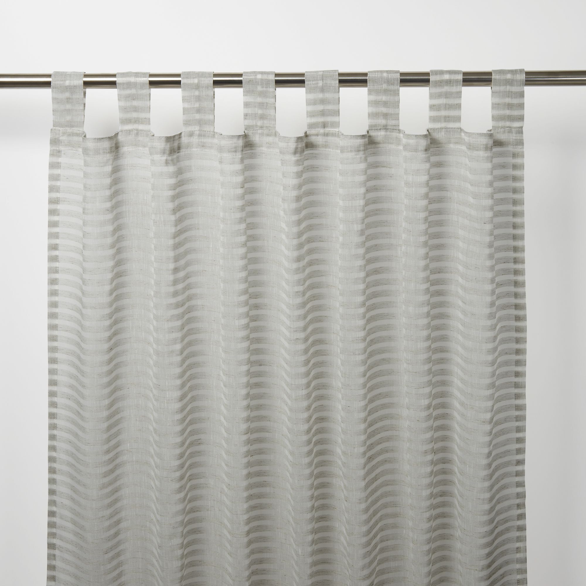 GoodHome Tolok Grey Horizontal Stripe Unlined Tab Top Voile Curtain (W)140Cm (L)260Cm, Single