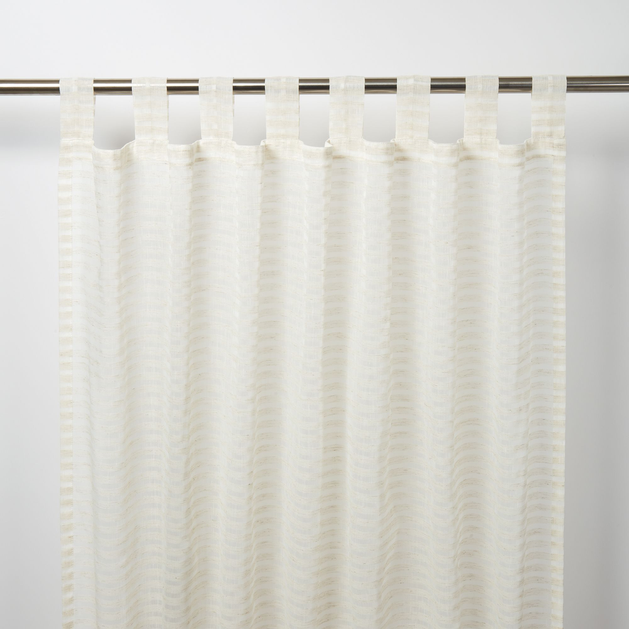 GoodHome Tolok Ivory Horizontal Stripe Unlined Tab Top Voile Curtain (W)140Cm (L)260Cm, Single
