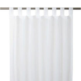 White Plain Daylight Tab Top Voile Curtain (W)140Cm (L)260Cm, Single