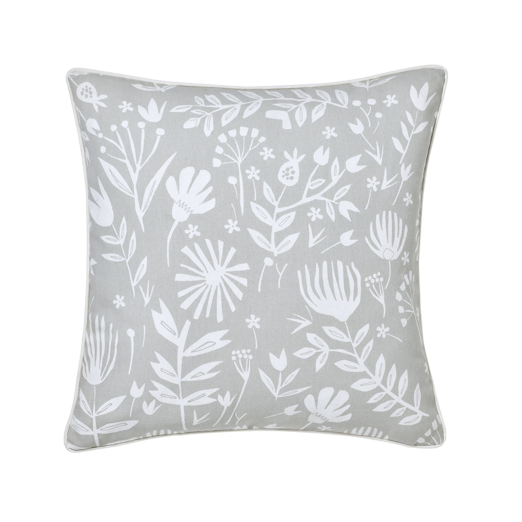 Patna Grey & White Floral Indoor Cushion (L)45Cm X (W)45Cm