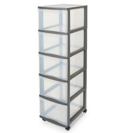 Form Kontor Clear & Grey Non-Stackable Plastic 5 Drawer Unit