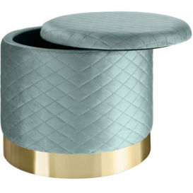 Tectake Stool Coco Upholstered In Velvet Look With Storage Space - 300Kg Capacity - Turquoise