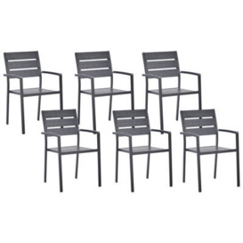 Beliani Set Of 6 Garden Dining Chairs Black Vernio