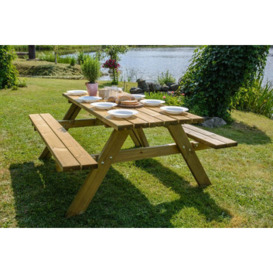 Buttercup Farm Buttercup Combined Round Picnic Table - Wood - L177 X W154 X H74 Cm - Green