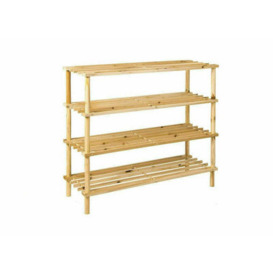 4 Tier Natural Wooden Shoe Rack