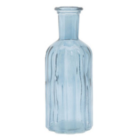 Candlelight Small Ridged Blue Gloss Vase, 19Cm