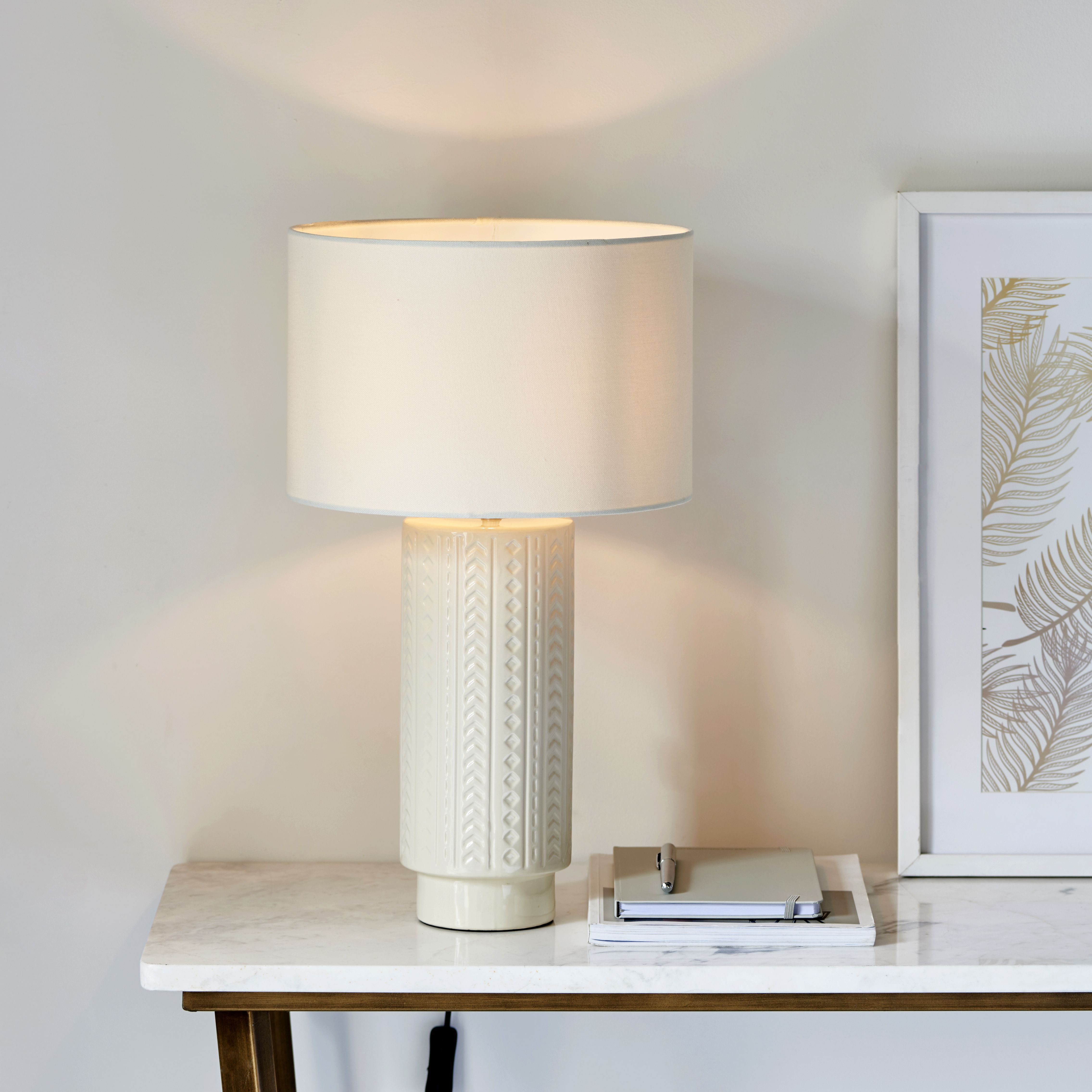 Harbour Studio Trail Imprinted Gloss Ivory Table Light
