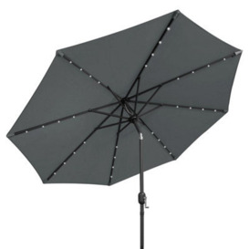 Gardenkraft 2.7M Charcoal Grey Outdoor Garden Parasol With 32 Solar Led Lights