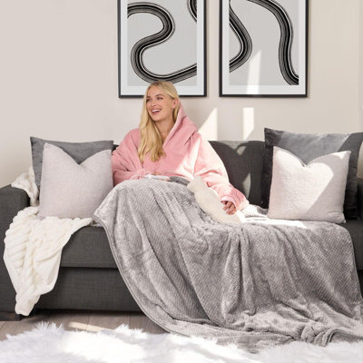OHS Electric Heated Over Blanket Double Waffle Fleece Warm 9 Heat Control Soft Throw