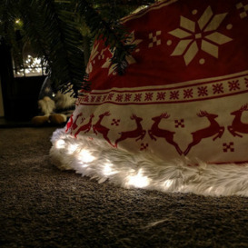 Samuel Alexander 60Cm Led Snowflake & Reindeer Christmas Tree Collar In Red And White