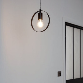 GoodHome Kaitains Matt Black Pendant Ceiling Light, (Dia)200mm