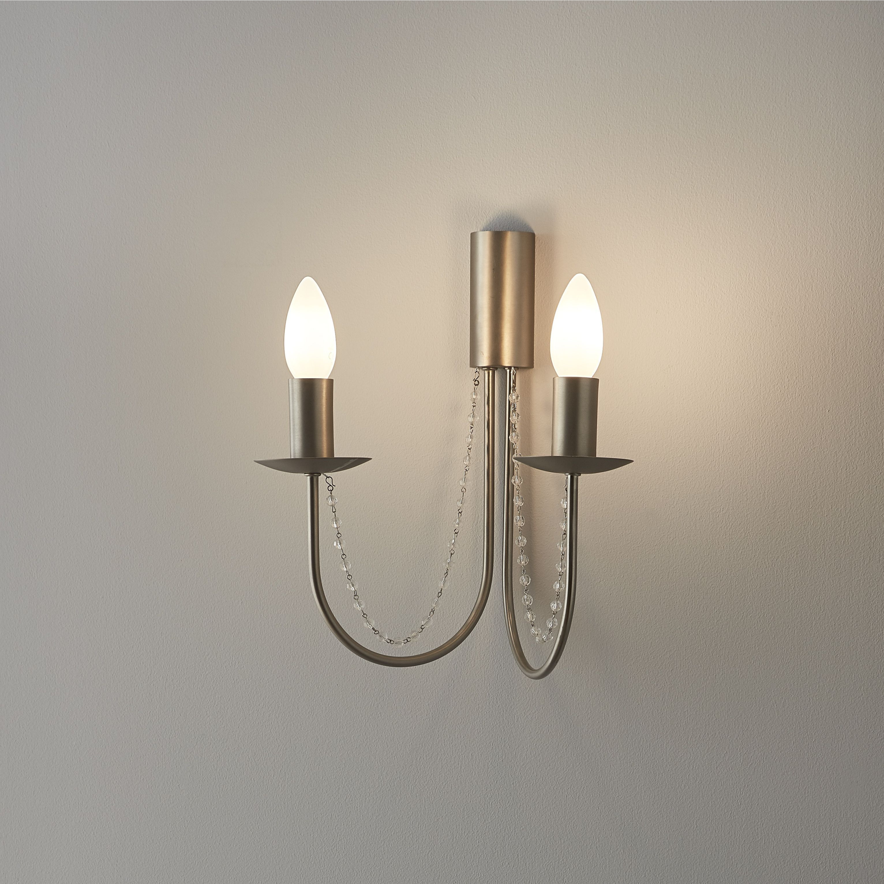 GoodHome Suhel Chrome Effect Double Wall Light