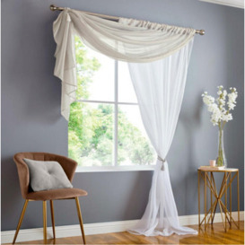 Alan Symonds Double Display Voile 150Cm X 229Cm Taupe/white Slot Top Curtain Panel